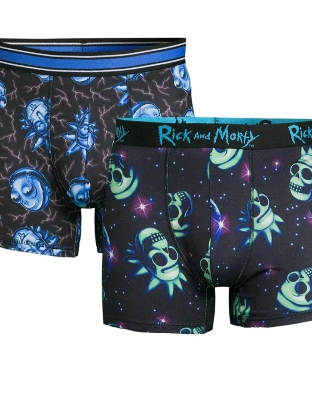 Bioworld Rick and Morty Black & Neon Blue Graphic Boxer Briefs Rick And Morty
